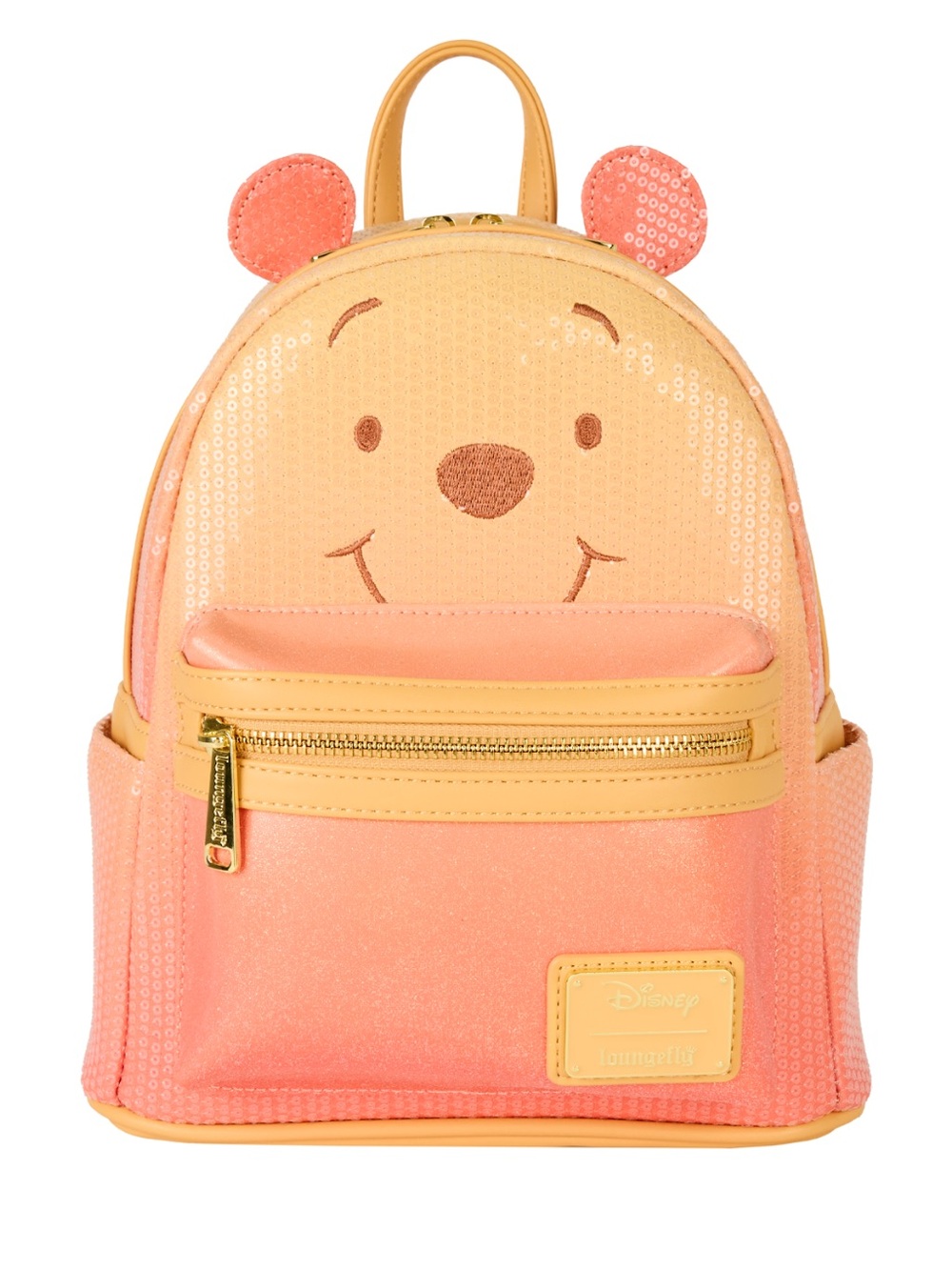 NWT Loungefly Disney Peach Winnie the Pooh Sequin Glitter Mini Backpack